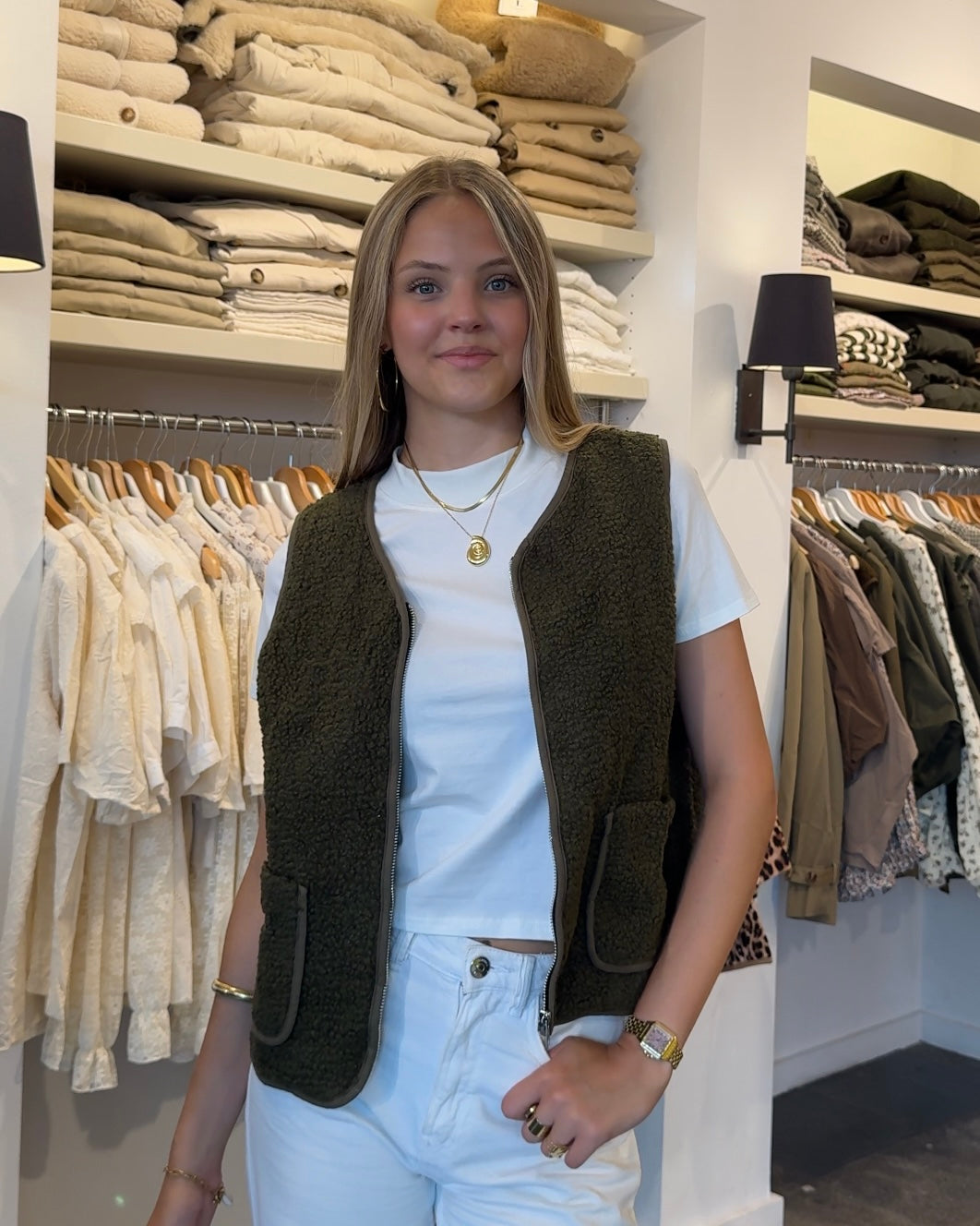 Amber teddy vest met rits
