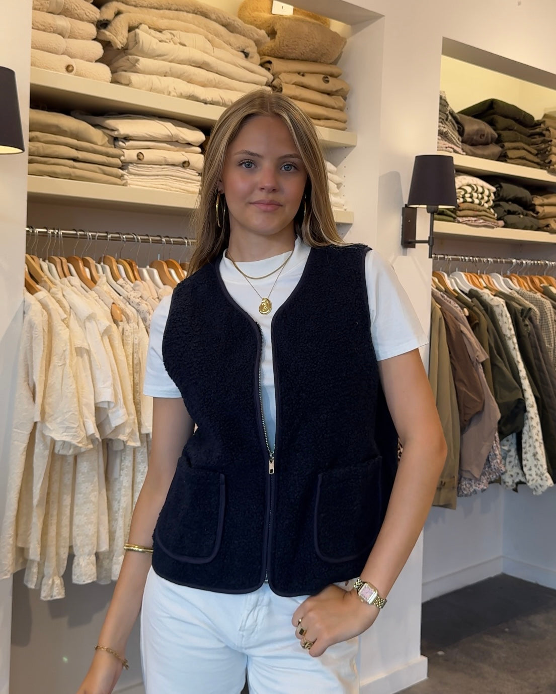 Amber teddy vest met rits